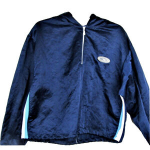 VTG Ocean Pacific Jacket OP Windbreaker Hooded Sz. Large 1/4 Zip USA Made Blue